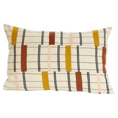 Contemporary Golden Editions Cushion Handwoven Cotton Striped Kente Earth Ochre