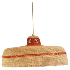 Retro Contemporary Golden Editions Deep Pendant Lamp Handwoven Straw Terracotta