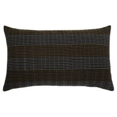 Contemporary Golden Editions Large Textured Cushion Handwoven Cotton Kente Ochre