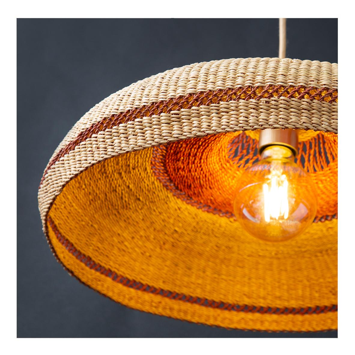 Contemporary Golden Editions Medium Pendant Lamp Handwoven Straw Terracotta In New Condition In Barcelona, CT