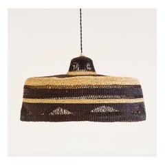Contemporary Golden Editions Pendant Lamp Patterned Handwoven Straw and Black 