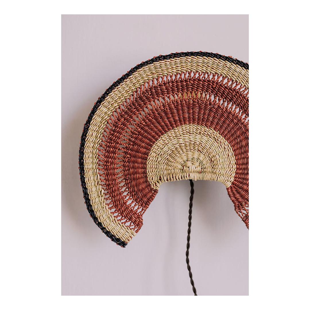 Wall lamp ADMIRADOR S: 
Ornamentally light
Colour: Natural/Ginger (terracotta),

Are you looking for a special wall decorative piece? This small wall light based on a traditional fan is woven delicately it not only creates an interesting light
