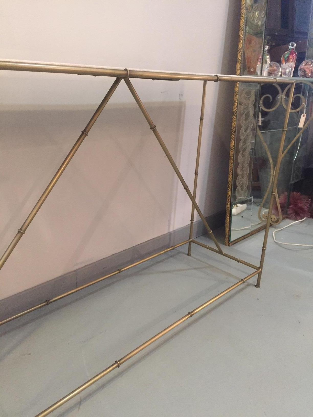 Contemporary Golden Metal and White Marble Console Table 2
