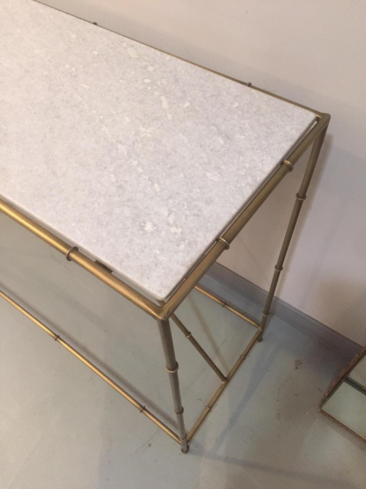 Contemporary Golden Metal and White Marble Console Table 2