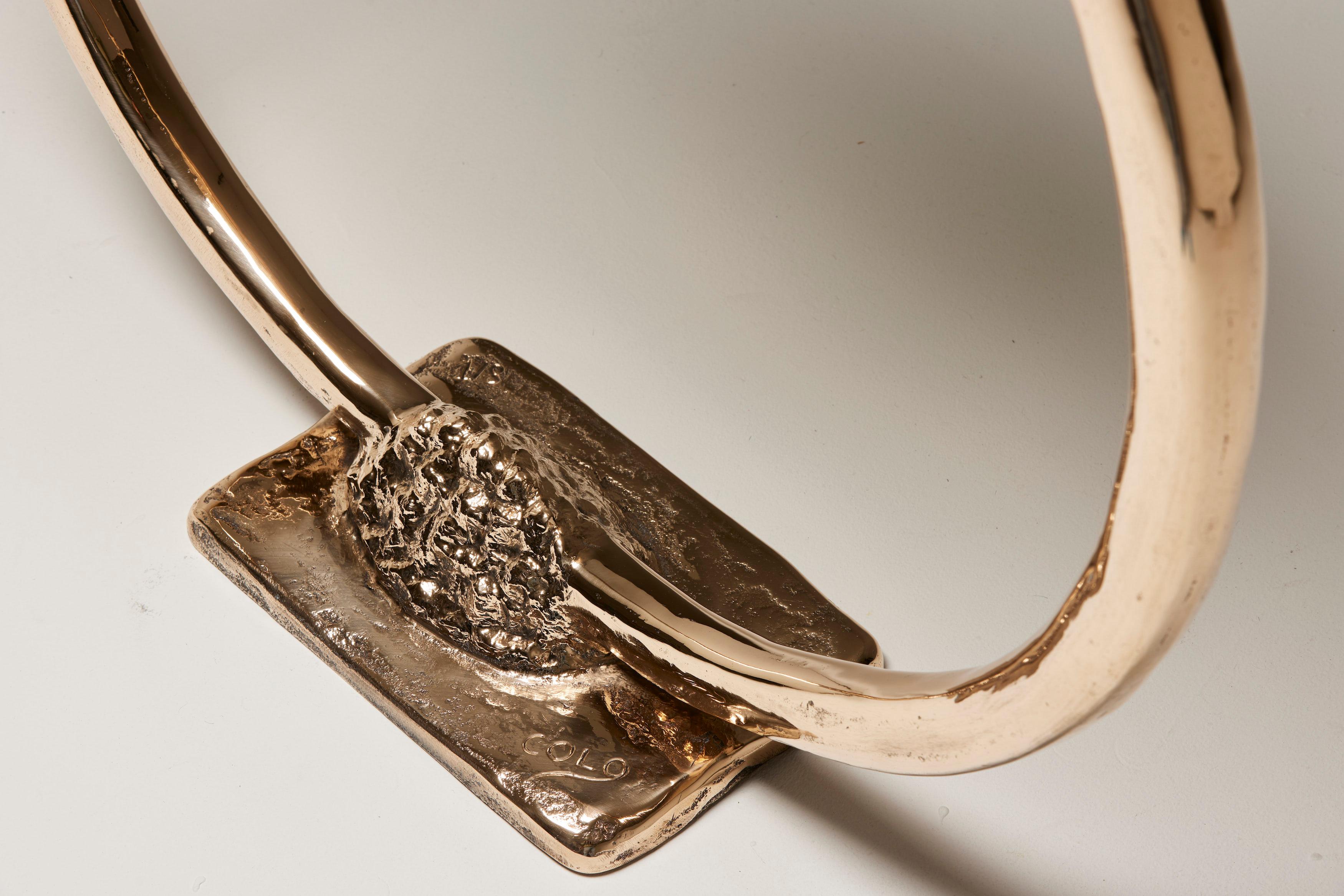 Contemporary Golden Polish Bronze Ring Konsole von Colo, Frankreich im Angebot 4