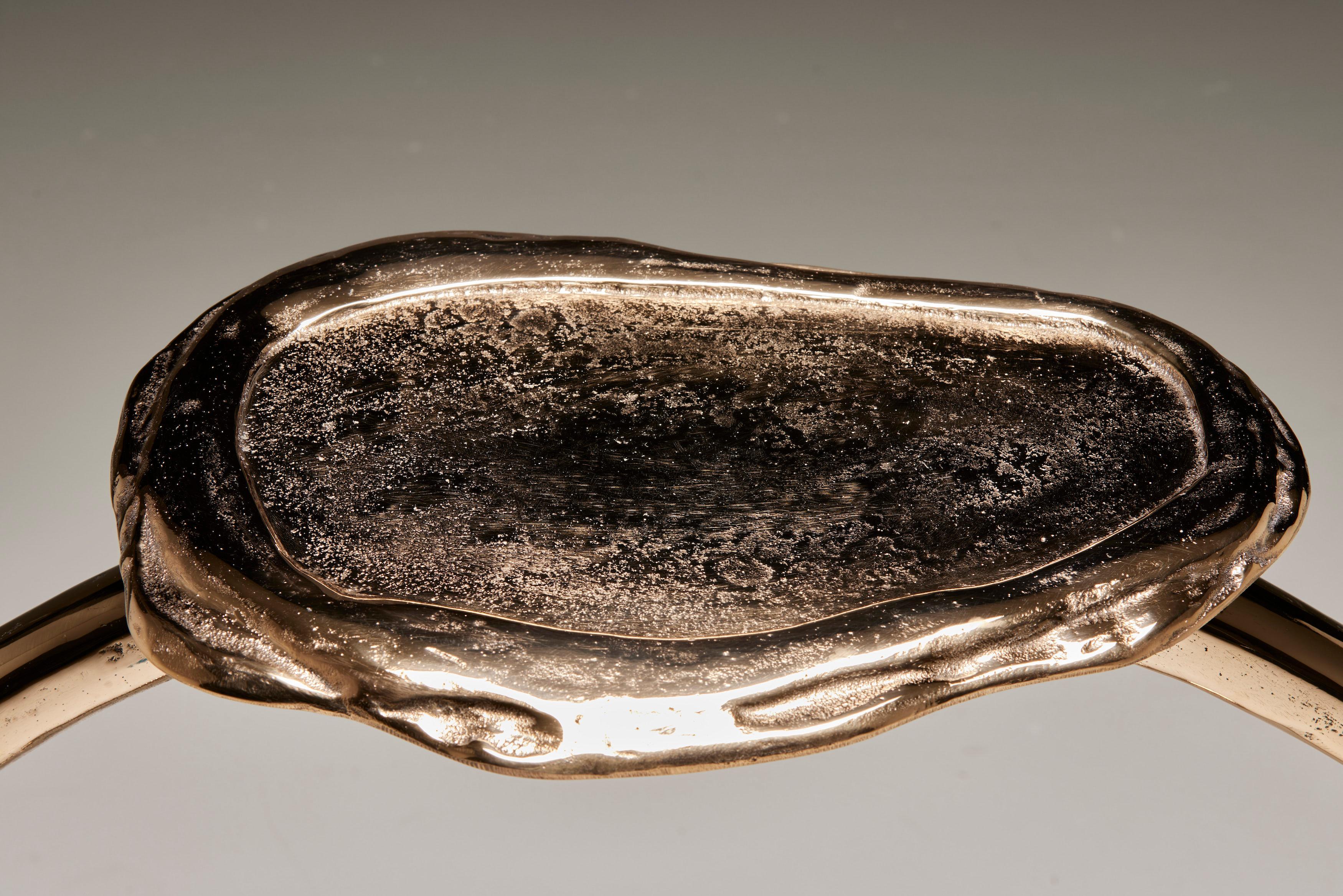 Contemporary Golden Polish Bronze Ring Konsole von Colo, Frankreich (Handgefertigt) im Angebot