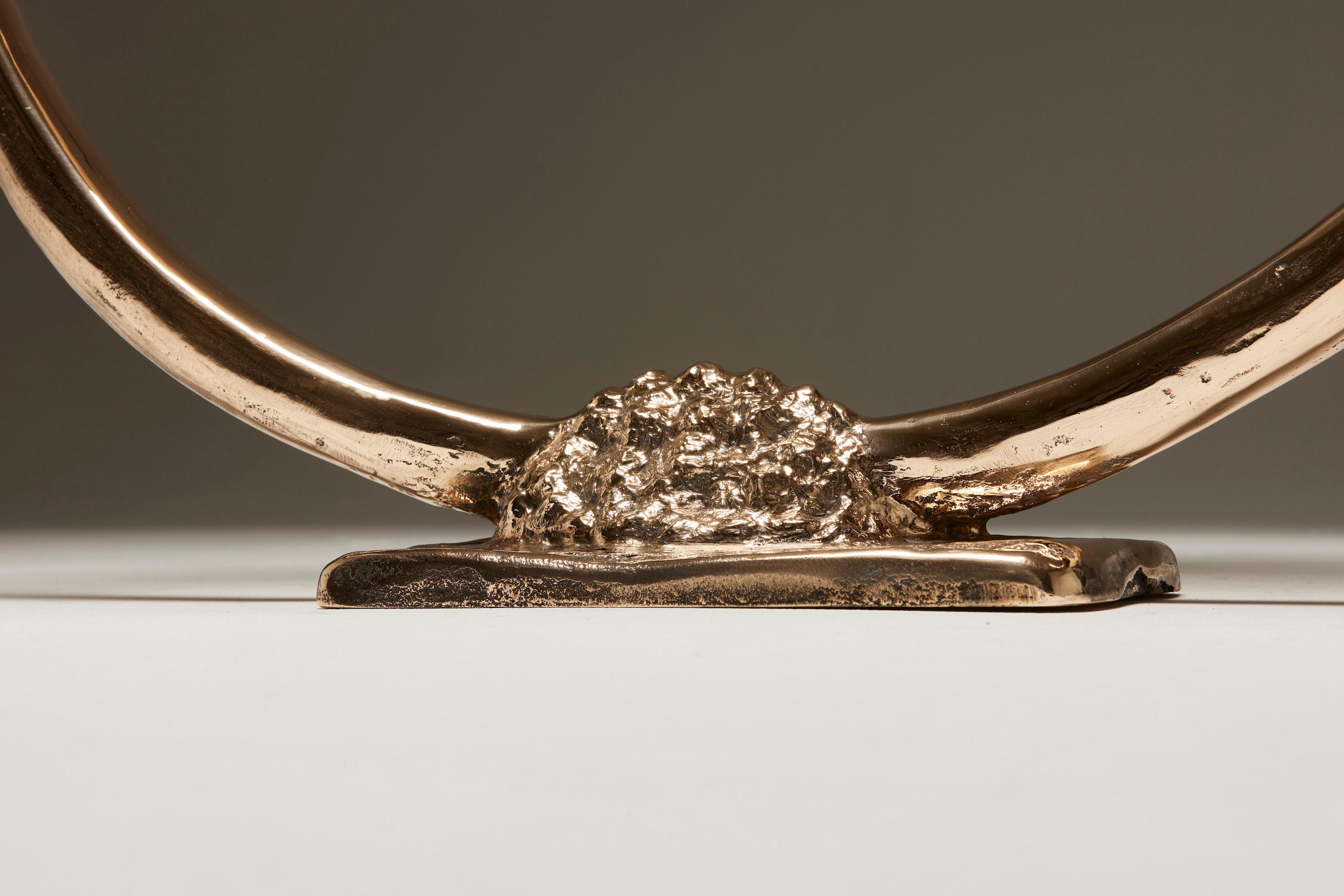 Contemporary Golden Polish Bronze Ring Konsole von Colo, Frankreich im Angebot 2
