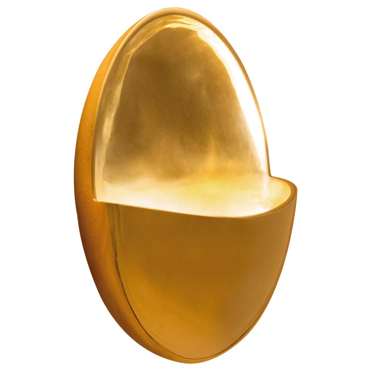 "Meia Lua" (Half Moon) Contemporary Golden Sconce in Cast Brass by Estudio Orth For Sale