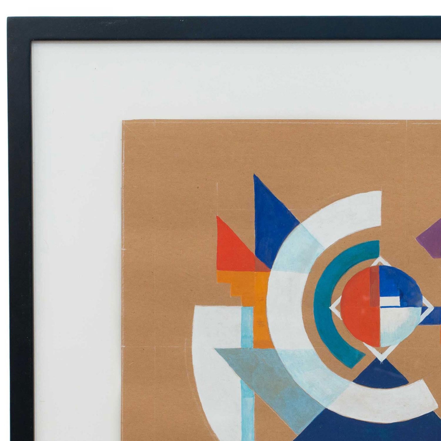 Zeitgenössisches abstraktes Gemälde in Gouache und Bleistift auf Papier in einem schwarzen rechteckigen Rahmen (TOM JOHN, 2010) (12 weitere ähnliche Werke: JOH6200-JOH6212)