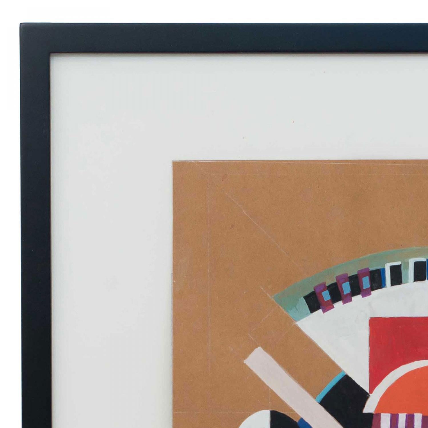 Zeitgenössisches abstraktes Gemälde in Gouache und Bleistift auf Papier in einem schwarzen rechteckigen Rahmen (TOM JOHN, 2010) (12 weitere ähnliche Werke: JOH6200-JOH6212)