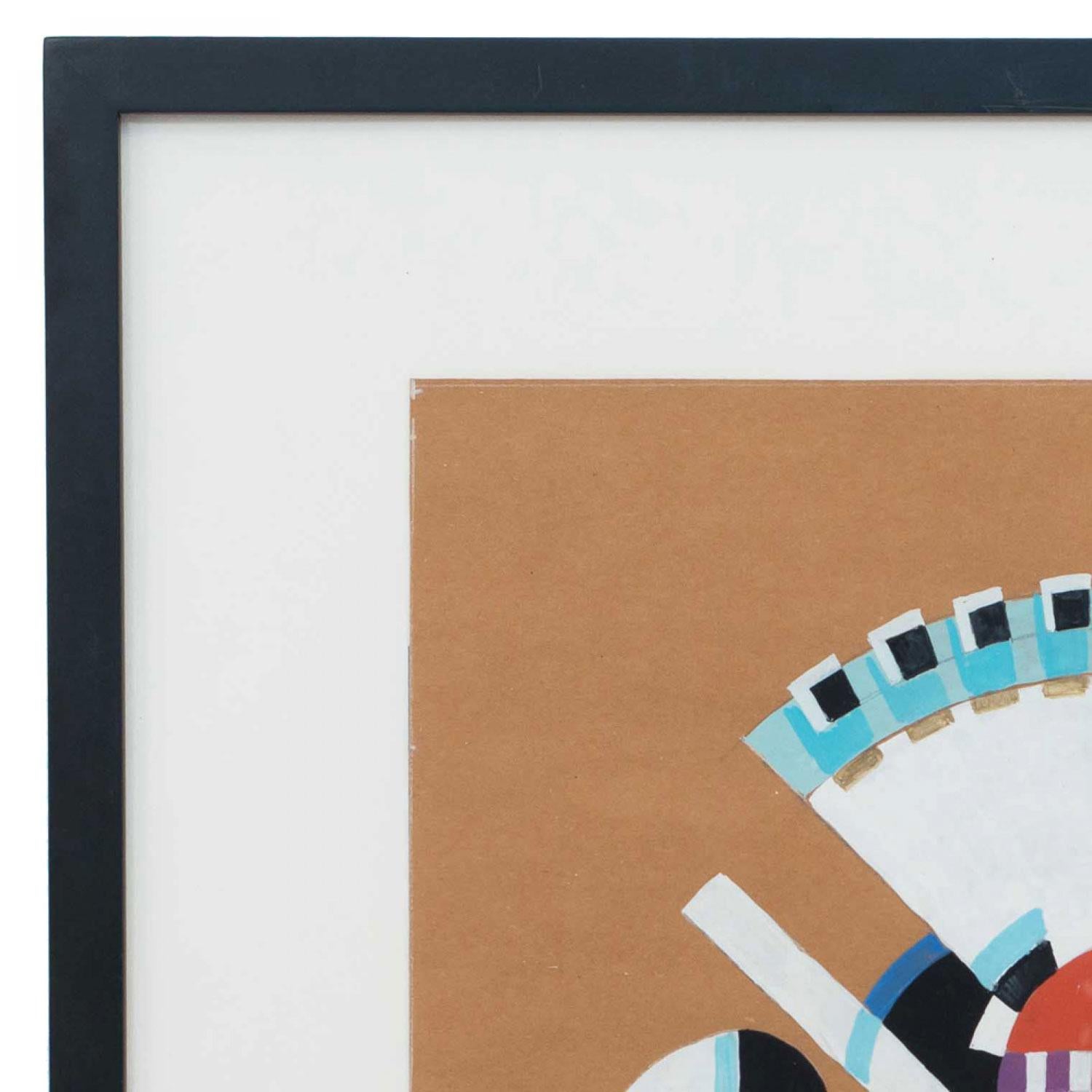 Zeitgenössisches abstraktes Gemälde in Gouache und Bleistift auf Papier in einem schwarzen rechteckigen Rahmen (TOM JOHN, 2010) (12 weitere ähnliche Werke: JOH6200-JOH6212)