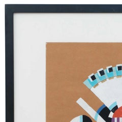 Modern Abstract Gouache Painting, 20th Century, Framed Artwork