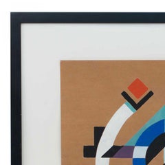 Modern Abstract Gouache Painting, 20th Century, Framed Artwork