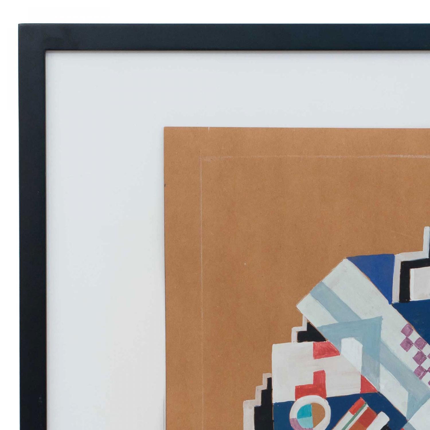 Zeitgenössisches abstraktes Gemälde in Gouache und Bleistift auf Papier in einem schwarzen rechteckigen Rahmen (TOM JOHN, 2010) (12 weitere ähnliche Werke: JOH6200-JOH6212)