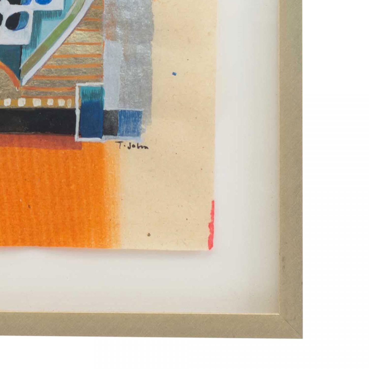 Contemporary Gouache Abstract Painting (Moderne) im Angebot