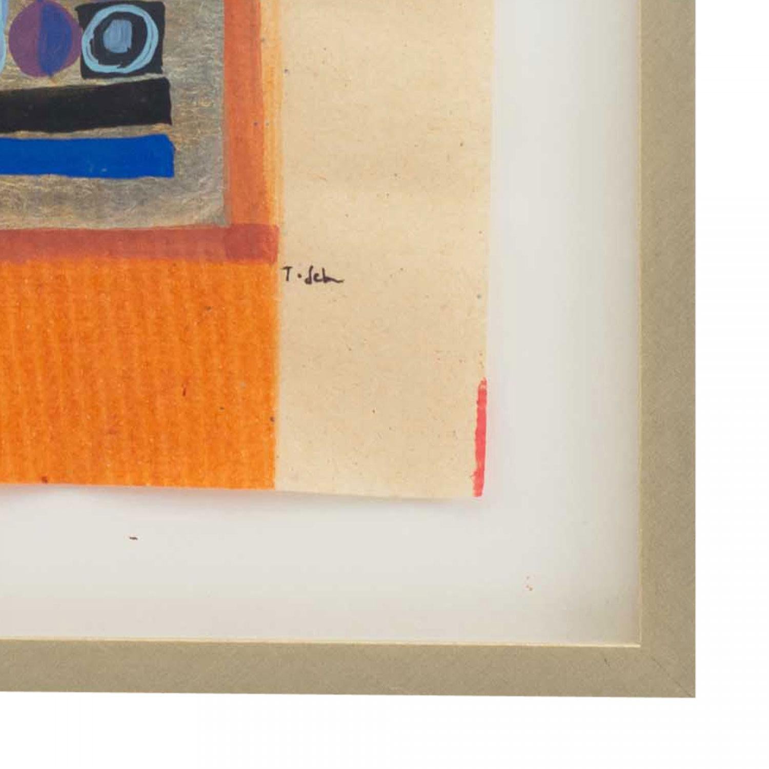 Contemporary Gouache Abstract Painting (Moderne) im Angebot