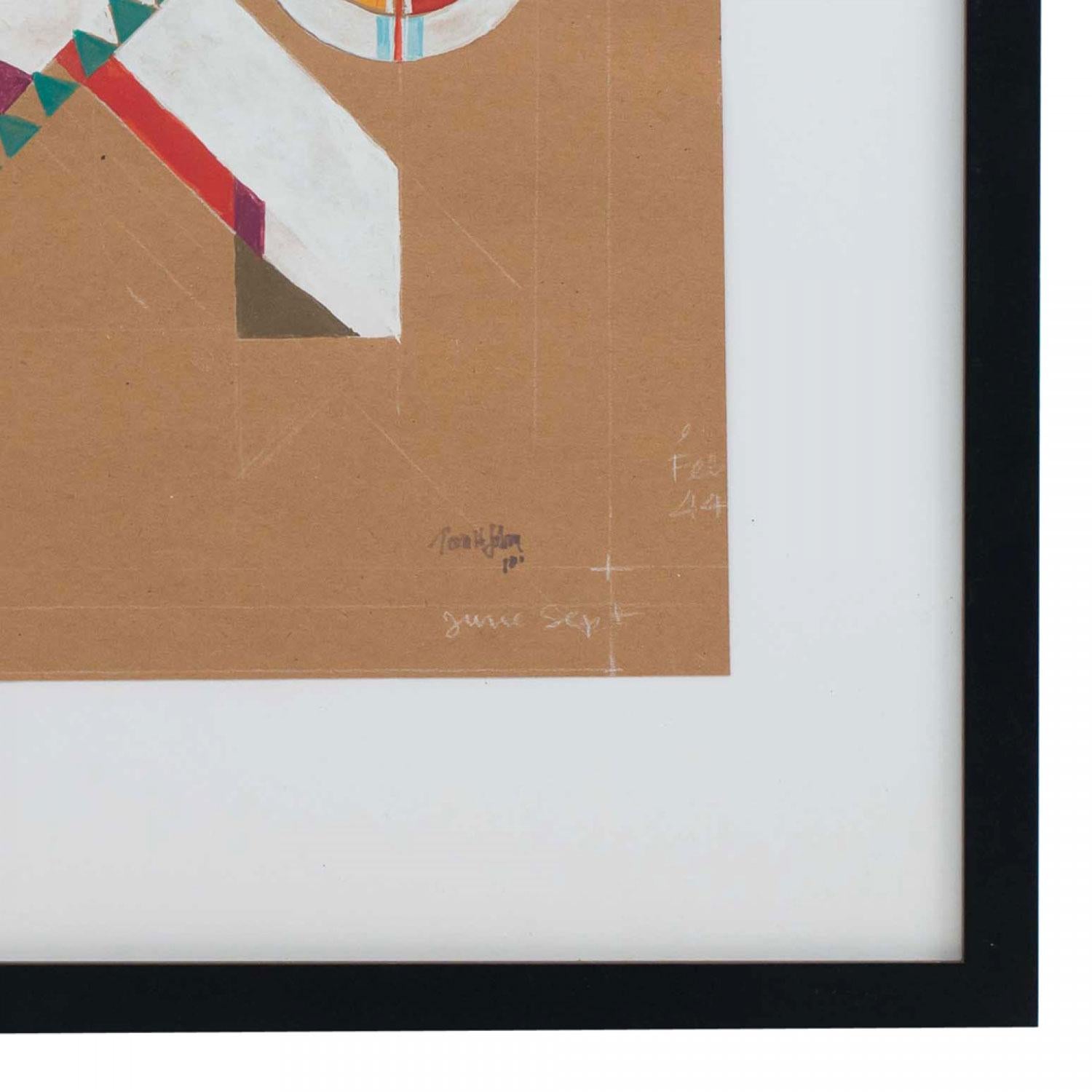 Contemporary Gouache Abstract Painting (Moderne) im Angebot