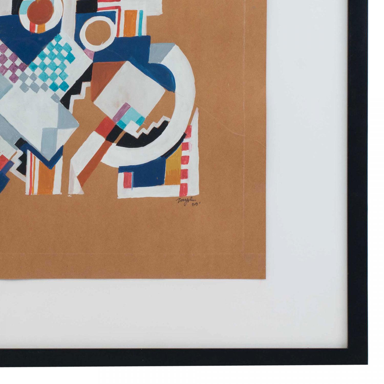 Contemporary Gouache Abstract Painting (Moderne) im Angebot