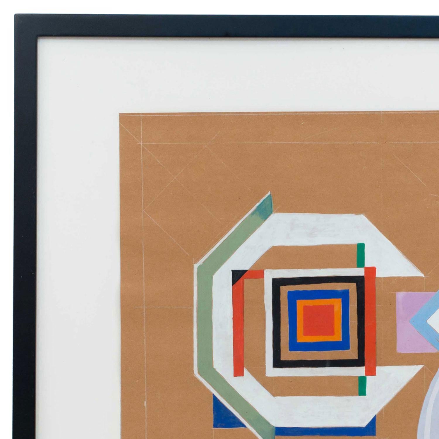 Contemporary Gouache Abstract Painting (Moderne) im Angebot