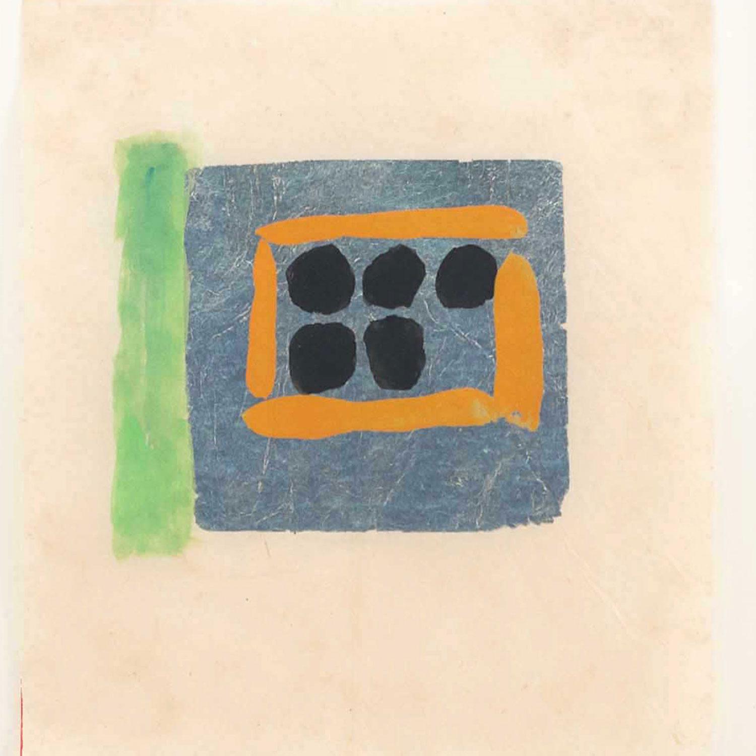 Contemporary Gouache Abstract Painting (Vergoldet) im Angebot