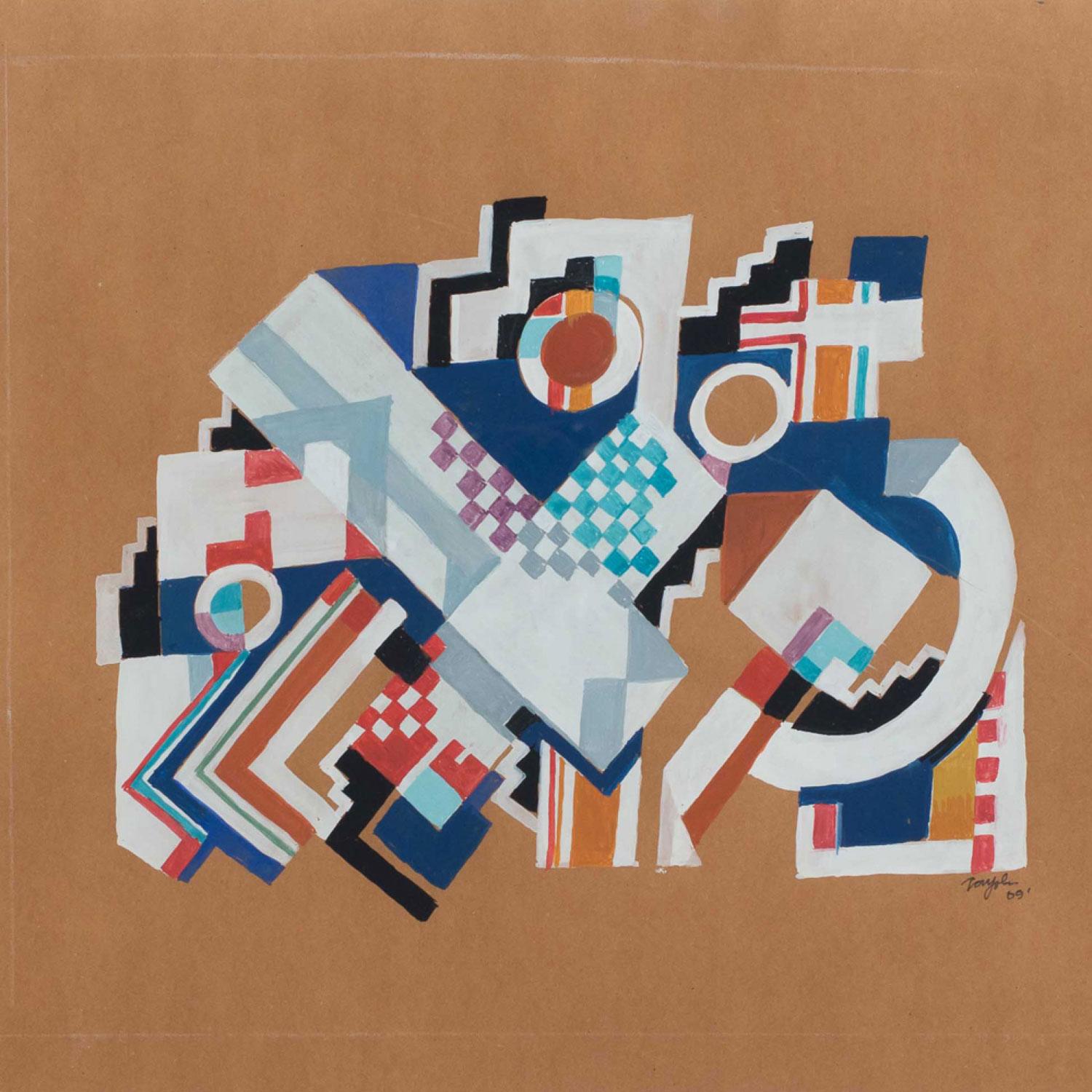 Contemporary Gouache Abstract Painting im Zustand „Gut“ im Angebot in Queens, NY