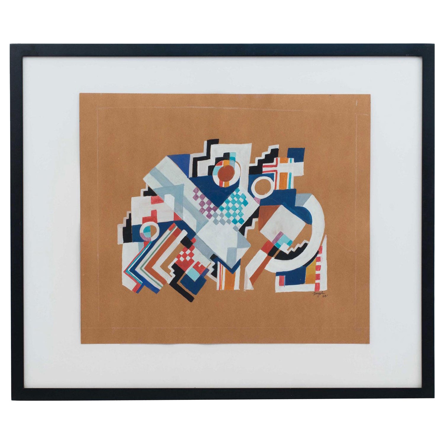 Contemporary Gouache Abstract Painting