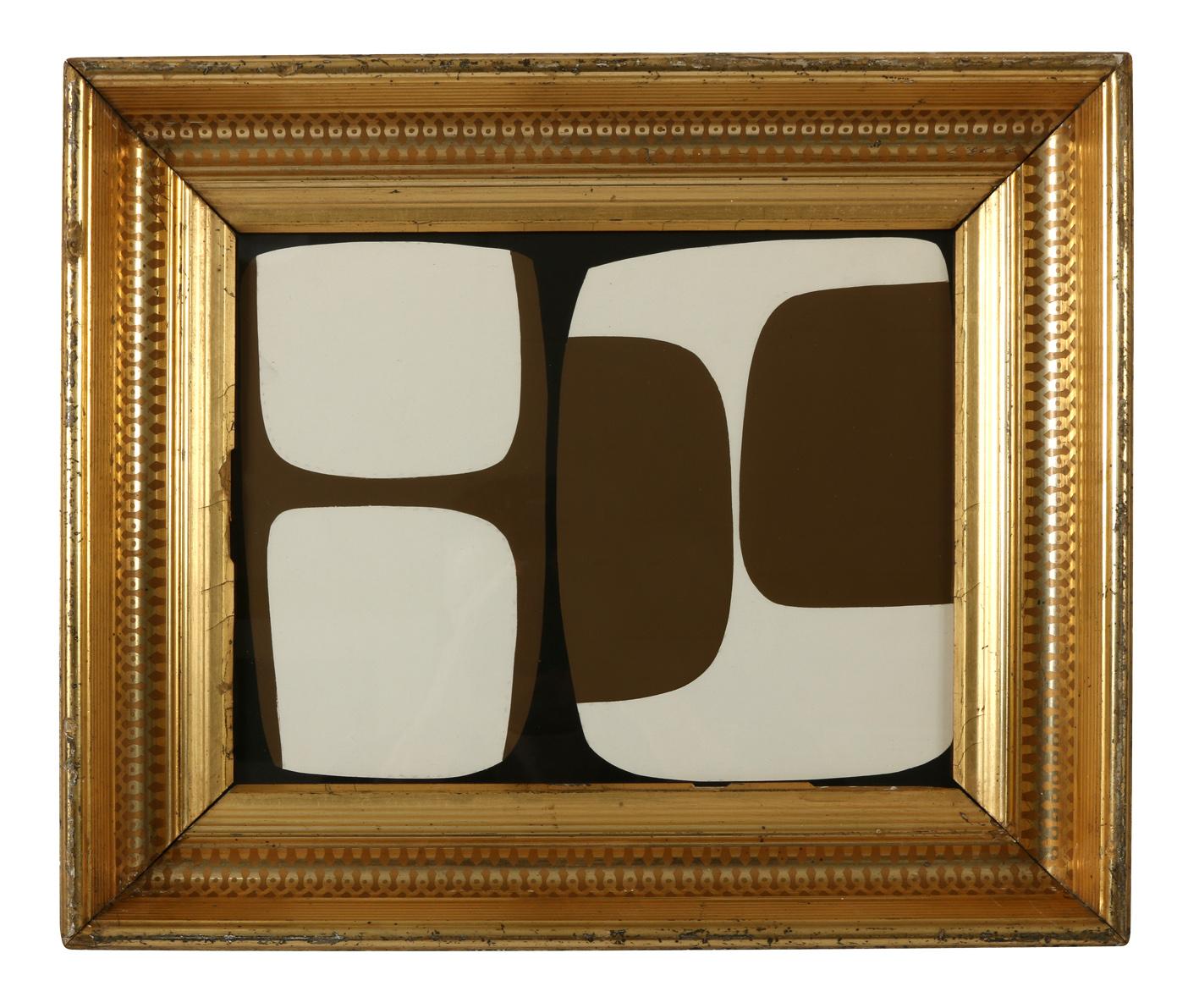 One of three in our inventory, this is a striking gouache work by Achi Sulli, finished in an antique giltwood frame.