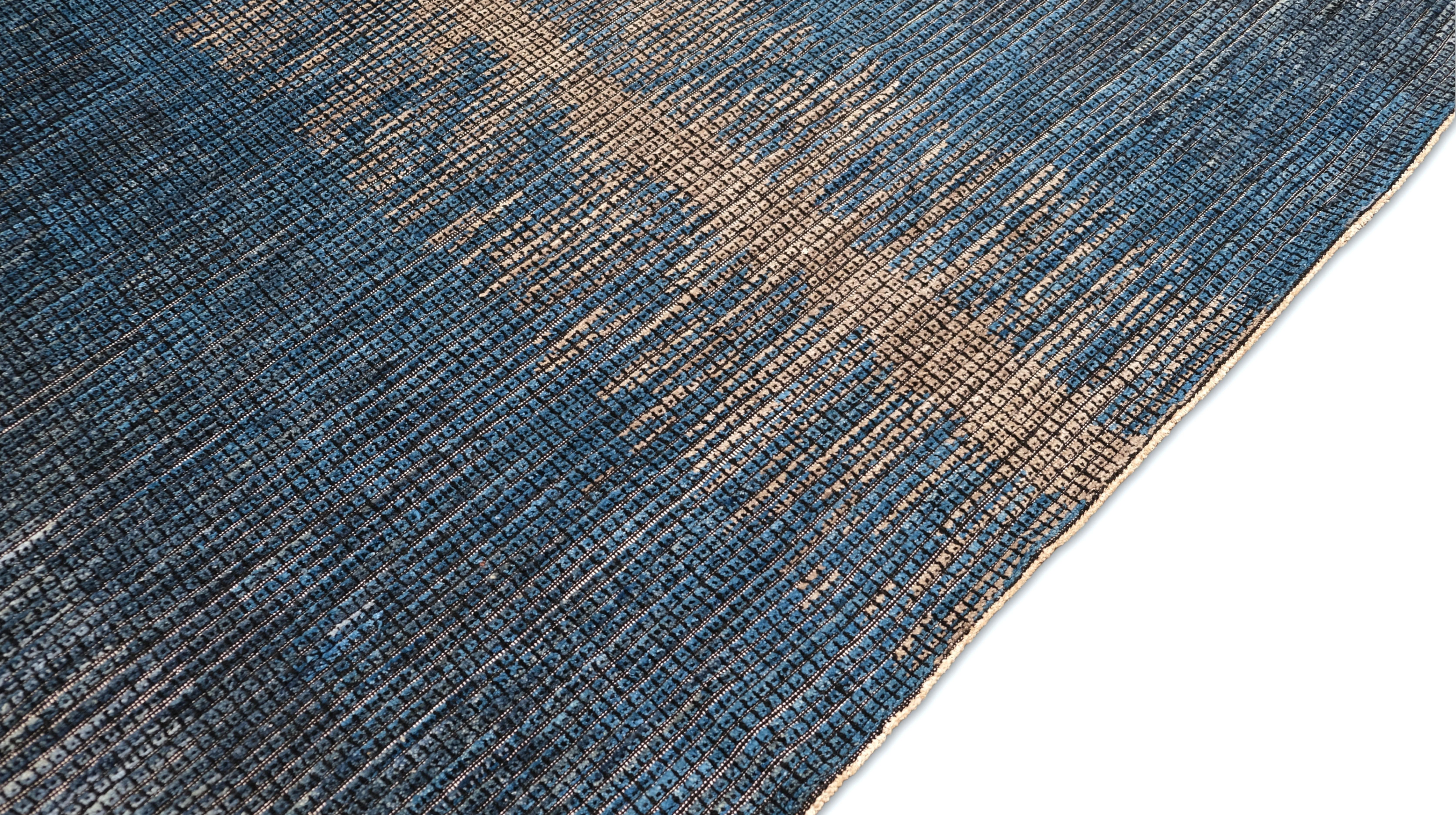 Contemporary Gradient Designed Blue Grey Neutral Wool Rug 8'2''x10'3'' For Sale 1
