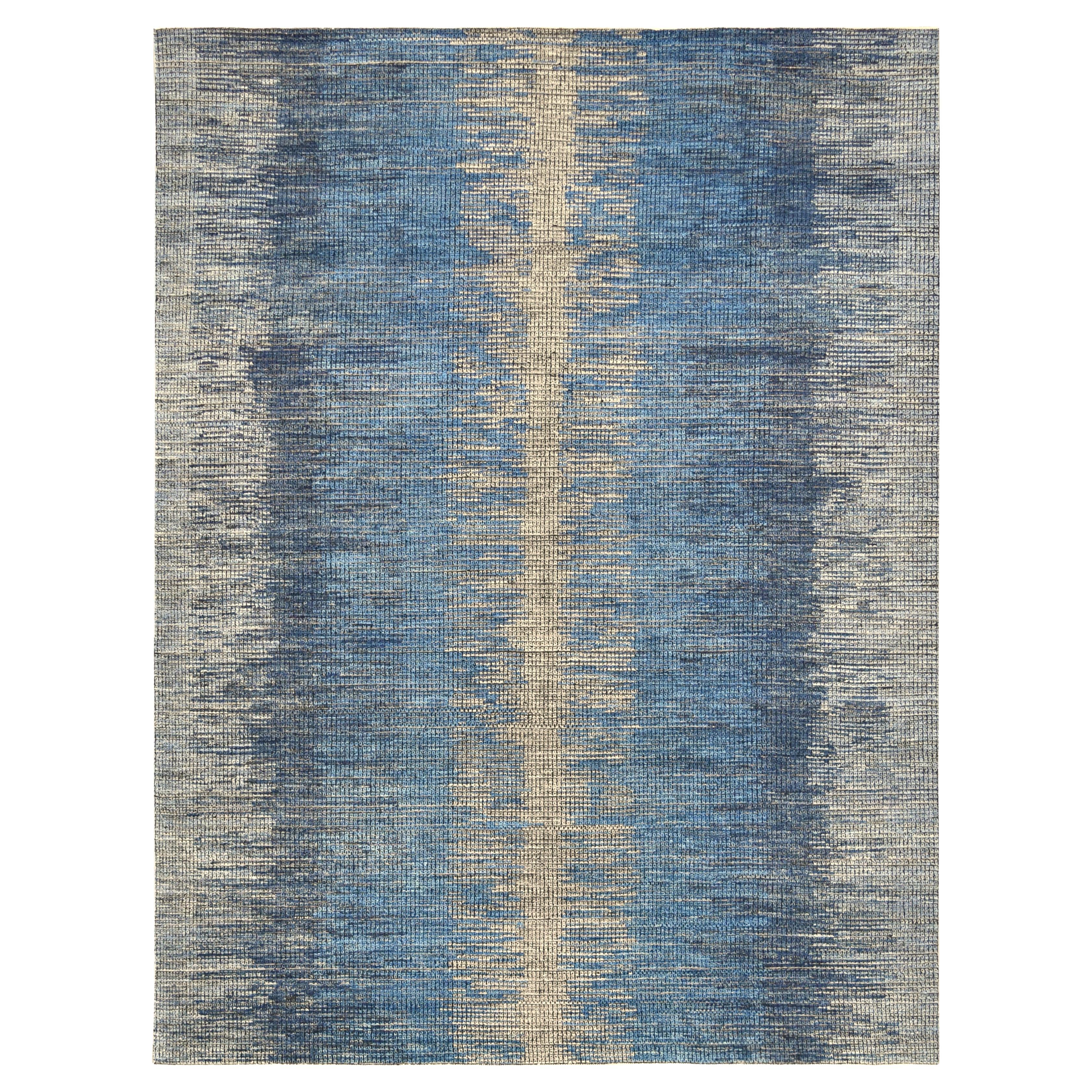 Contemporary Gradient Designed Blue Grey Neutral Wool Rug 9'1''x12'