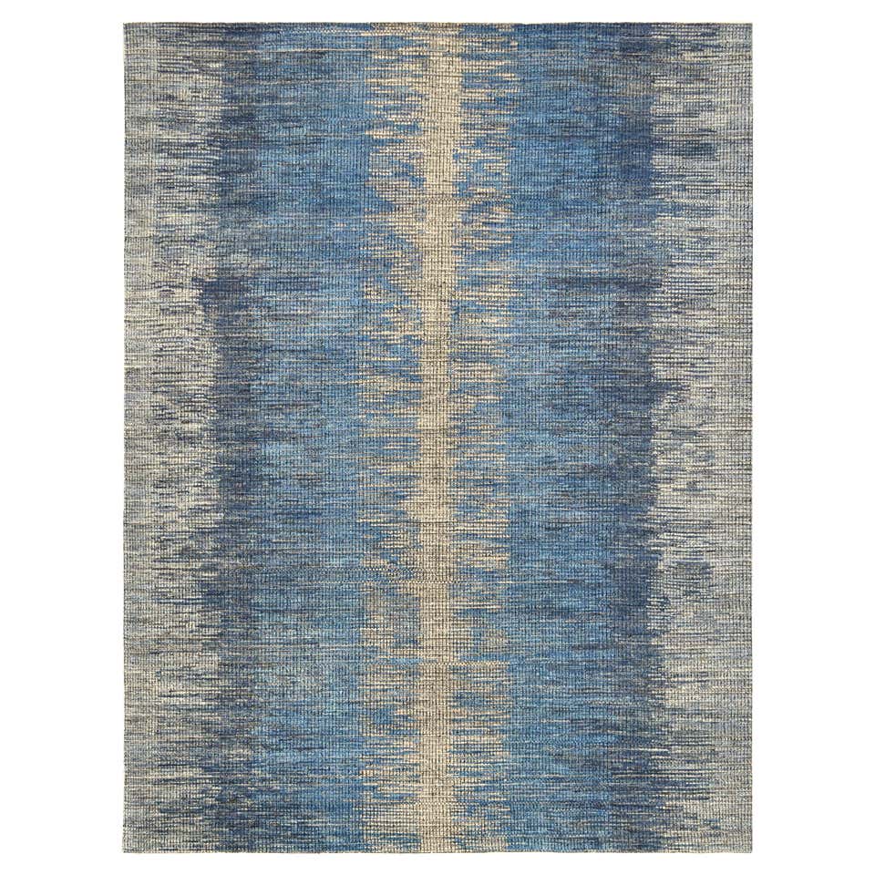 Soothing Wave Gradient Modern Deco Wool Rug 9'x12' For Sale at 1stDibs