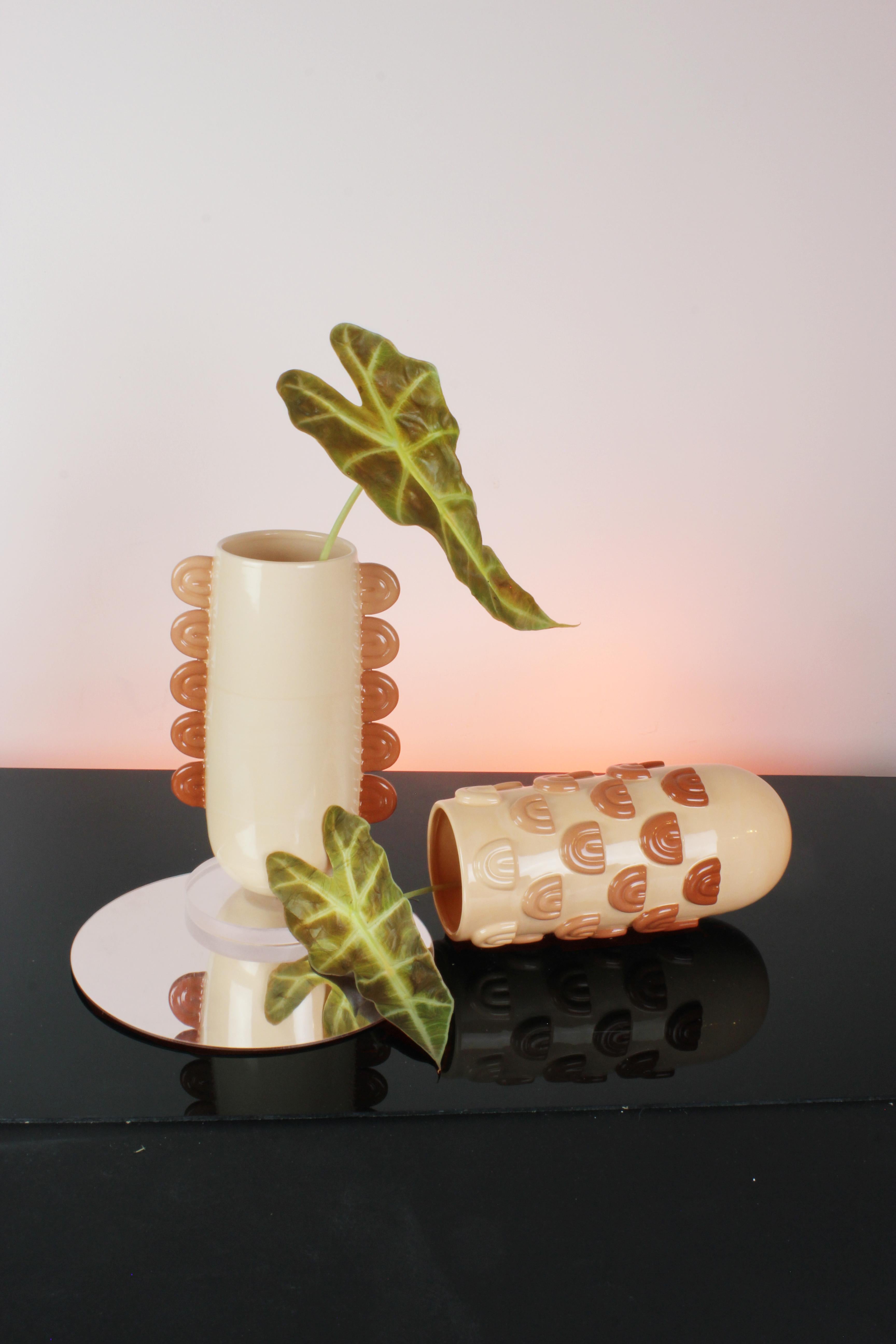 Modern Contemporary Gradient Peach Artifact Vase #2, Handmade