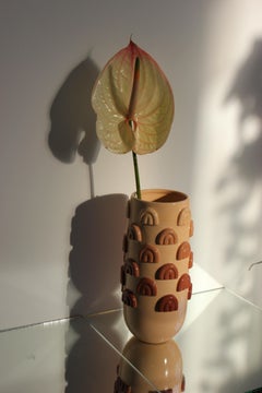 Contemporary Gradient Peach Artifact Vase, Handmade