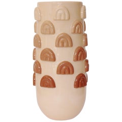 Contemporary Gradient Peach Artifact Vase, Handmade
