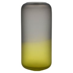 Contemporary Gradienti Vase Medium, Neutral Grey-Lime by Laura Sattin