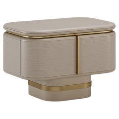 Contemporary Gralto Bedside Table With Beige Lacquer Leg