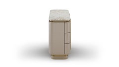 Contemporary Gralto Dresser With Metallic Details, Marble Top and Wood Structure