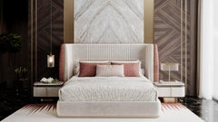 Contemporary Gralto Gold Bedside Table With Brushed Brass Finish Leg