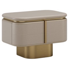 Contemporary Gralto Gold Bedside Table With Brushed Brass Finishes and Wood Top