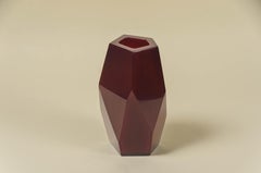 Contemporary Grand Facet Vase in Raspberry Peking Glass by Robert Kuo