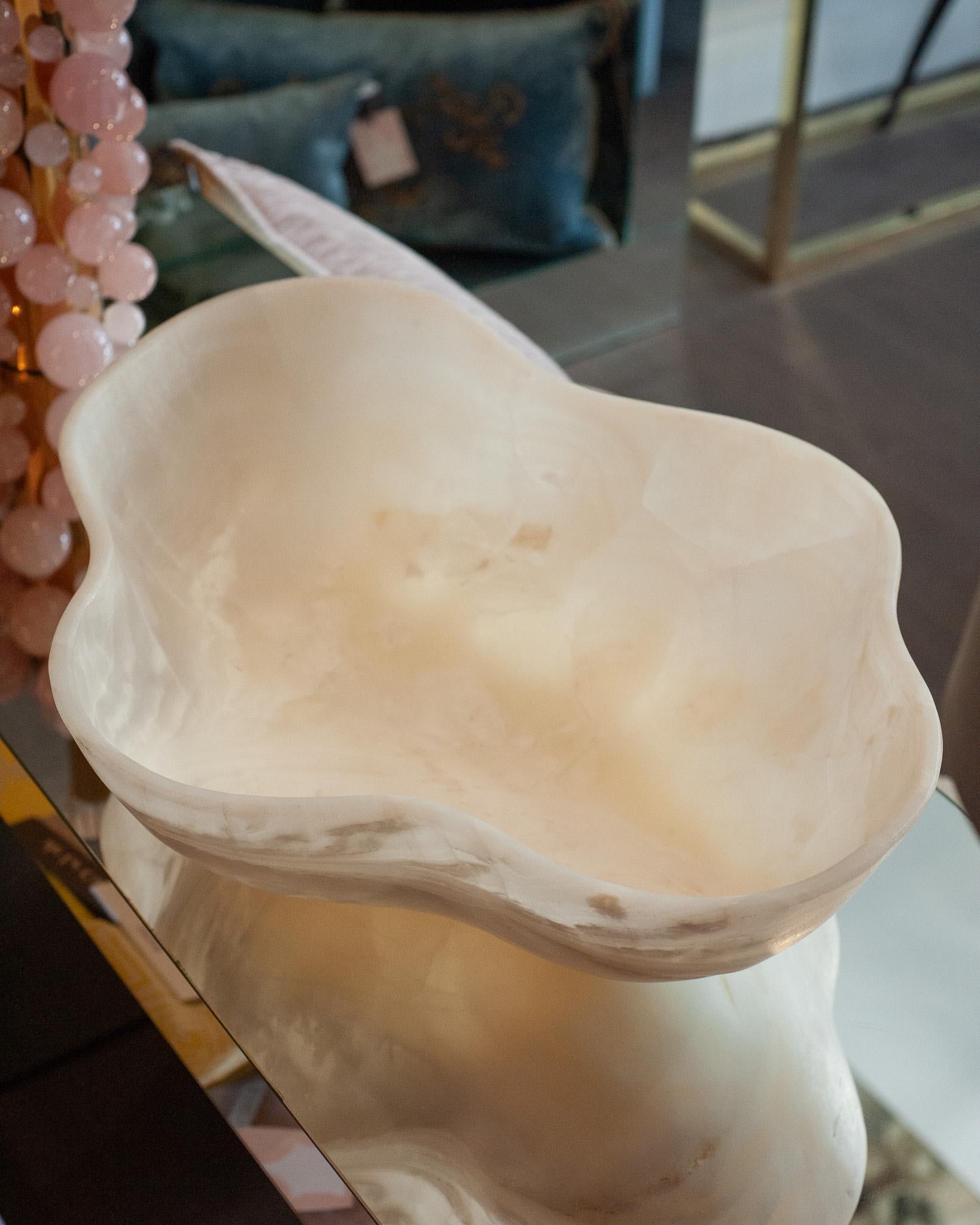 Stone Contemporary Grand Scale Hand Carved Onyx Bowl with Honed Finish For Sale
