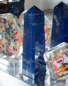 Contemporary Grand Scale Vivid Blue Lapis Lazuli Stone Obelisk