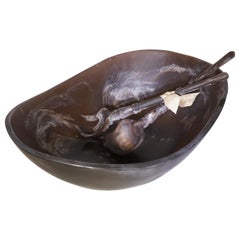 Contemporary Grande Almond Resin Bowl Set In Espresso