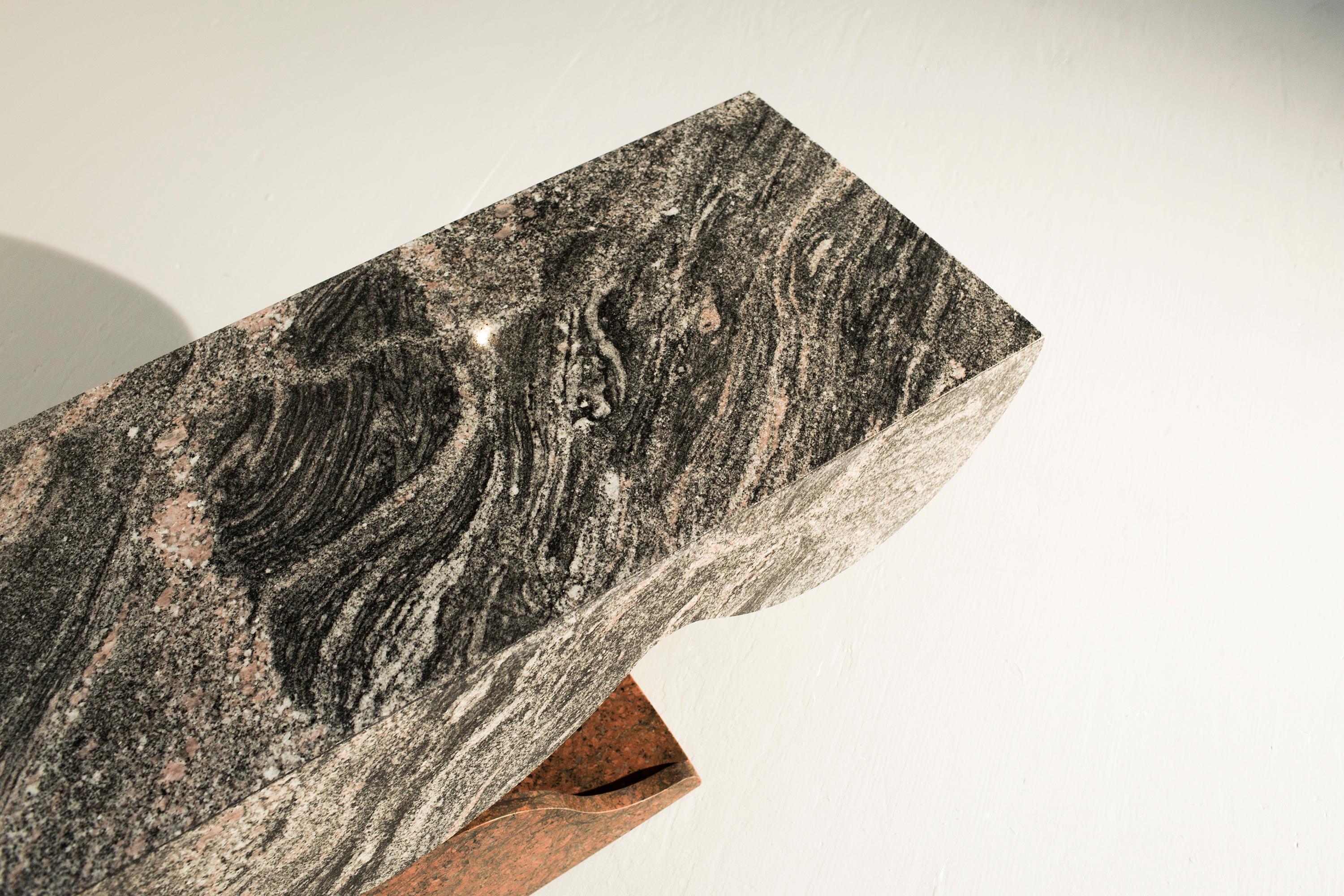 Organic Modern Contemporary Granite Cantilevered Coffee or Console Table For Sale