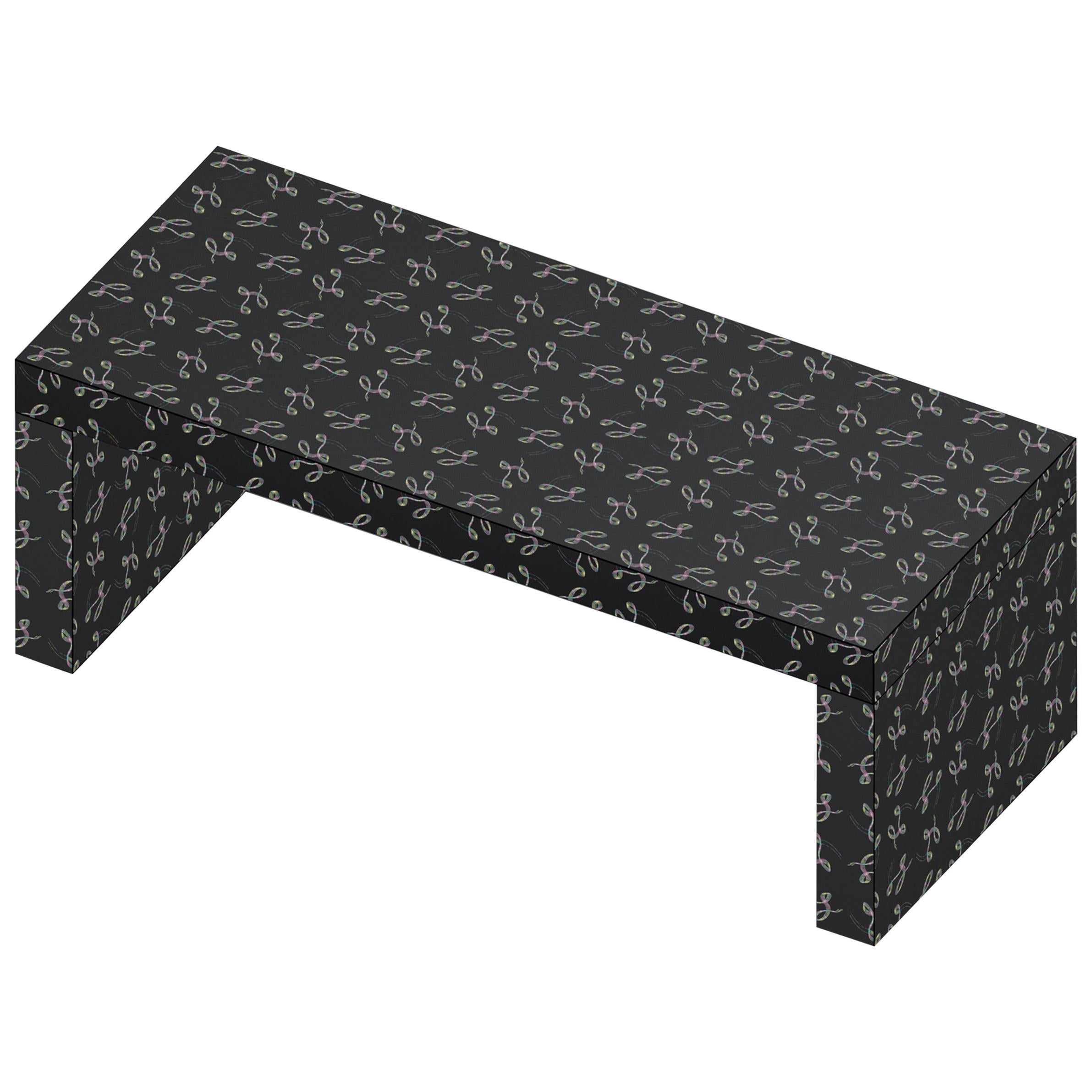 Contemporary Graphic Bench/Coffee Table Gaby Black Elle by Chapel Petrassi For Sale