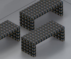 Contemporary Graphic Bench/Coffee Table Gaby Black Rainbow by Chapel Petrassi