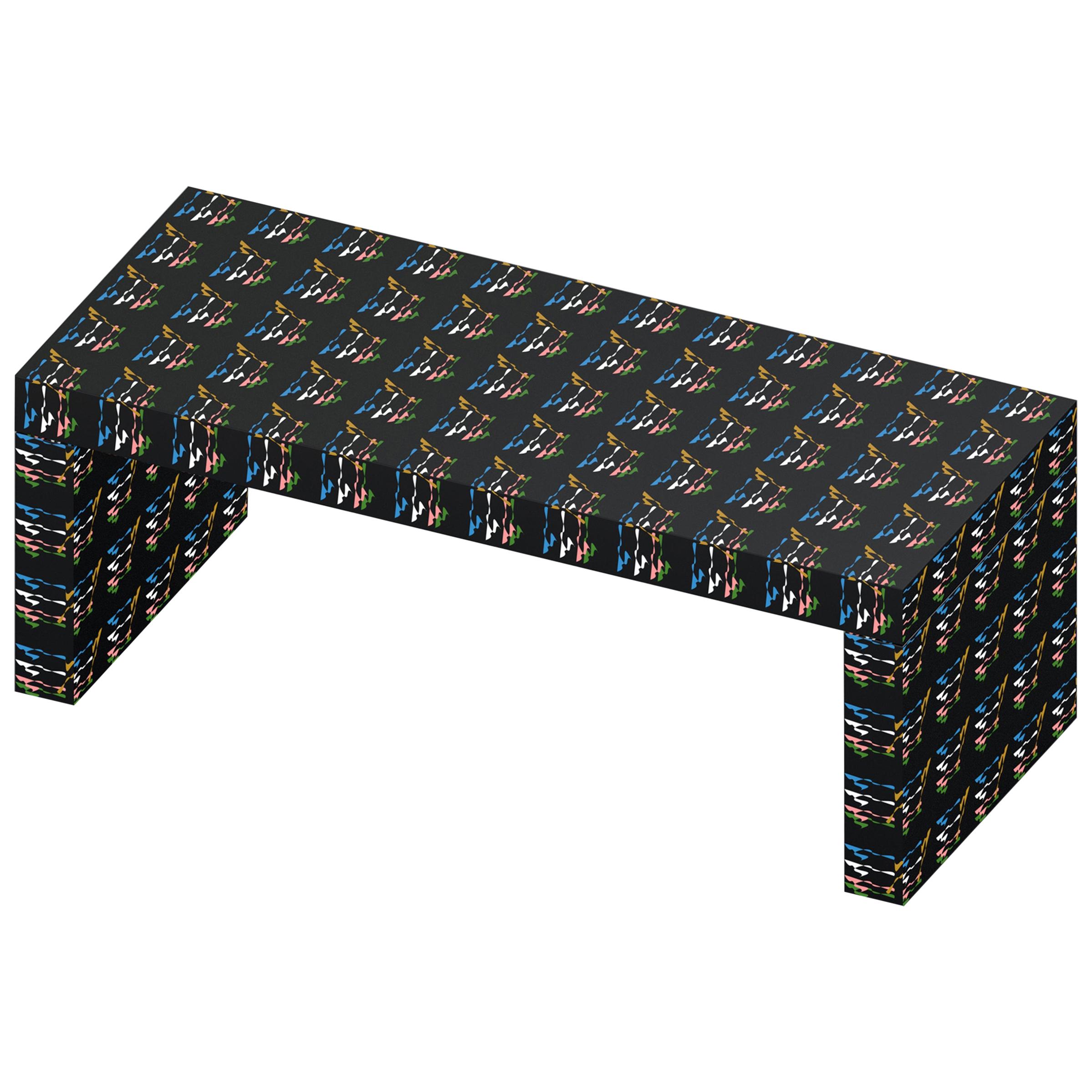 Contemporary Graphic Bench/Coffee Table Gaby Black Rainbow by Chapel Petrassi For Sale