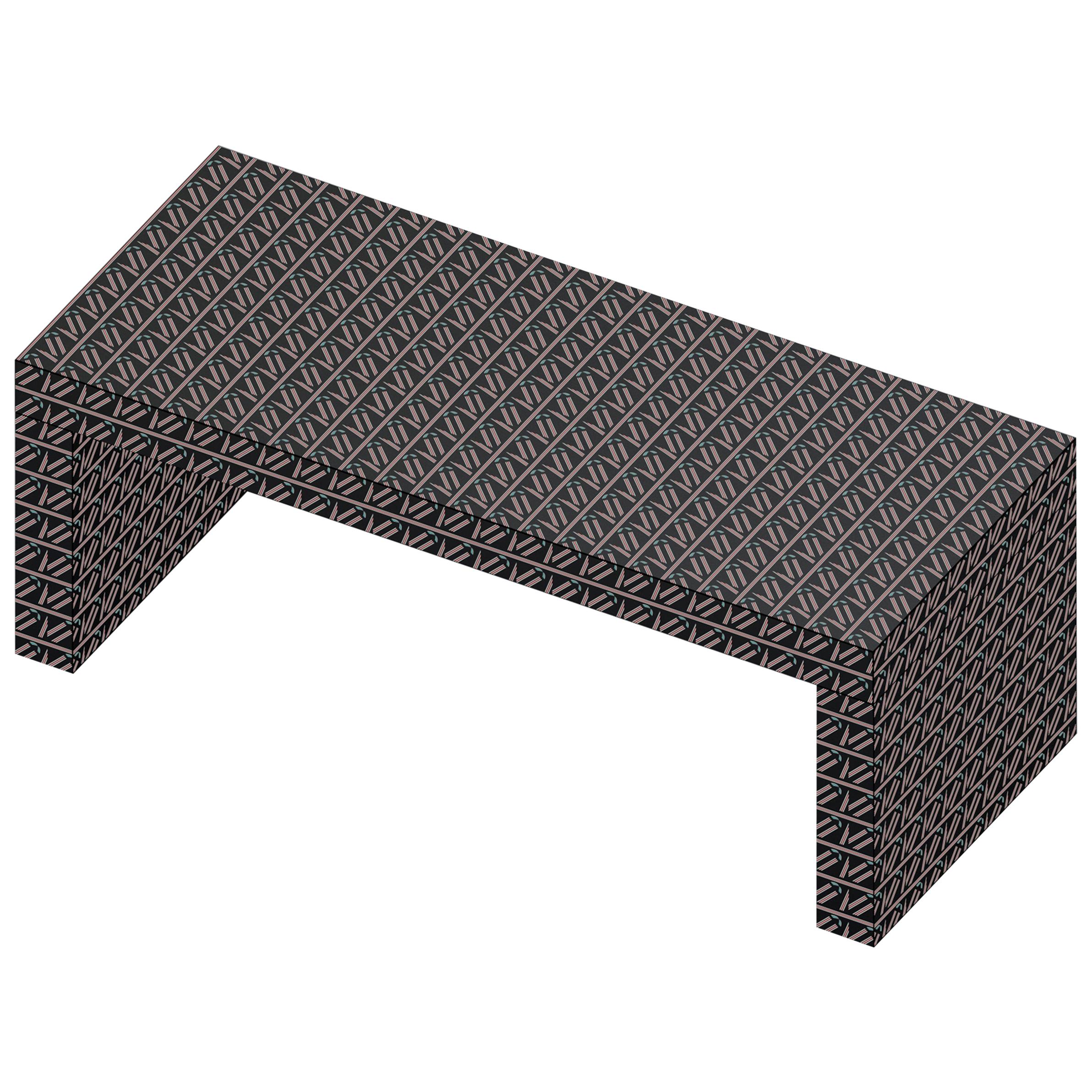 Contemporary Graphic Bench/Coffee Table Gaby California Black by Chapel Petrassi For Sale
