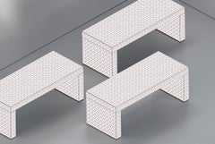 Contemporary Graphic Bench/Coffee Table Gaby California White by Chapel Petrassi