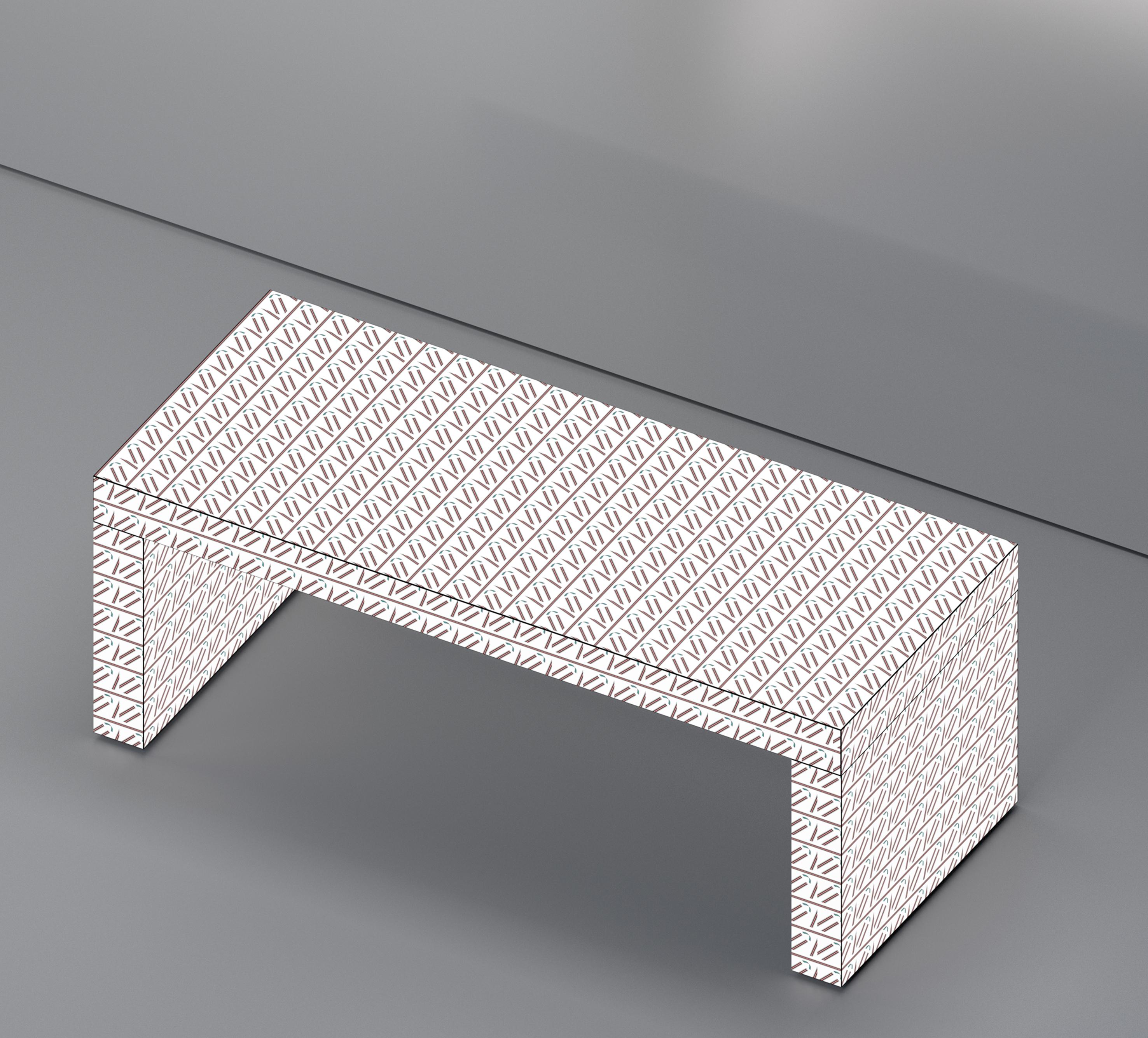 Other Contemporary Graphic Bench/Coffee Table Gaby California White by Chapel Petrassi For Sale