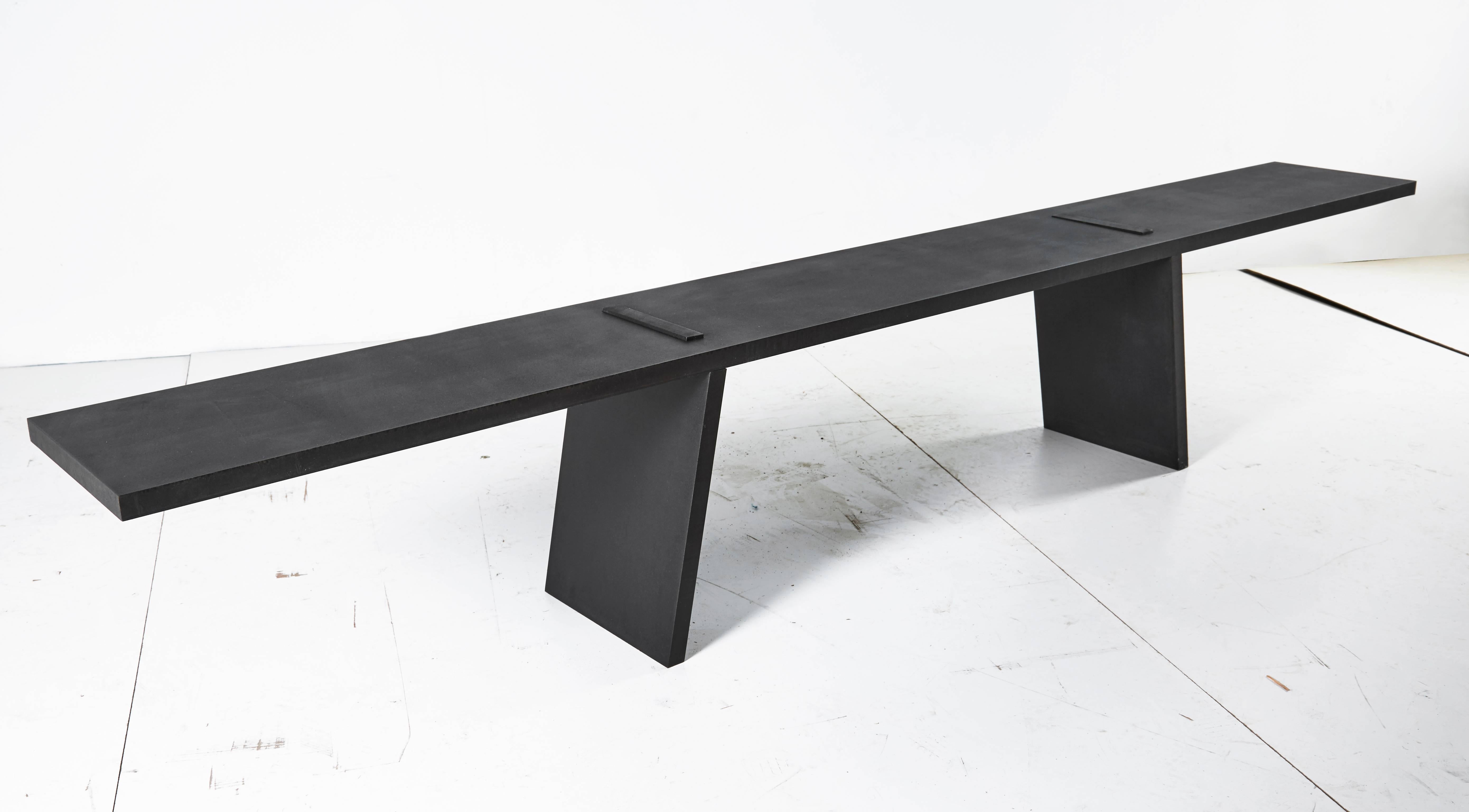 Gravity Bench in Blackened and Waxed Steel Plate by Eric Slayton In New Condition In Philadelphia, PA